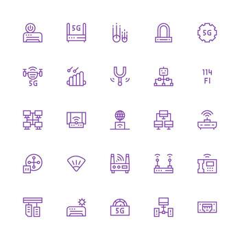 enrutador diseño íconos presentando 25 en medio carrera contorno estilo básico icono serie vector