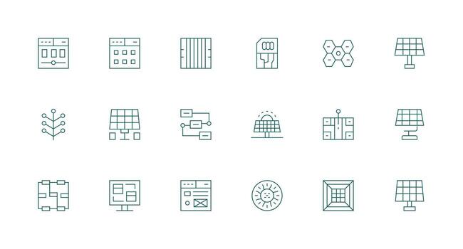 Module Set with 18 Minimal Line Icons Scalable Icon Pack vector
