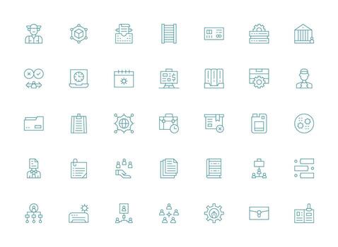 35 Icons for Management in Light Line Format Simple Icons for Interface and Wireframes vector