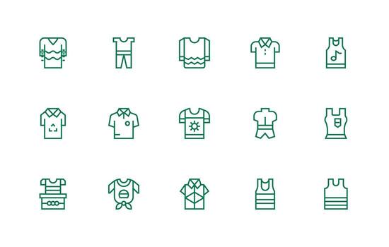 15 regular línea estilo íconos desde camisa colección usuario interfaz íconos para digital productos vector