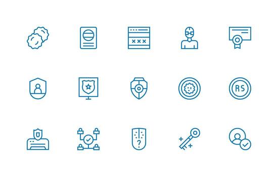 Authentication featuring 15 Icons in Regular Line Design Light Icon Series vector