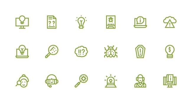 18 problema resolviendo íconos en fuerte carrera línea estético usuario interfaz íconos para digital productos vector