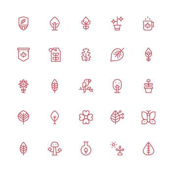 hoja conjunto con 25 medio carrera contorno íconos icono conjunto para web vector