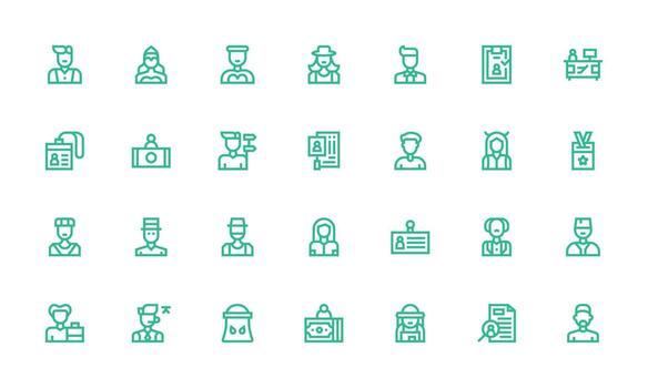 28 Icons for Employee in Bold Line Format Full Icon Library for UI Designers vector
