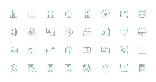 32 Delgado línea vectores para base de datos tema digital icono colección