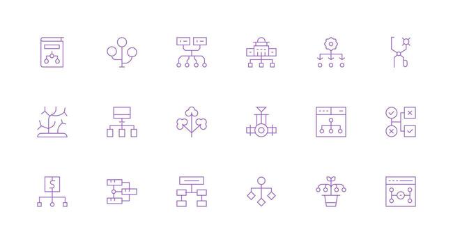 Branching Set with 18 Minimal Line Icons Modern Icon Set vector