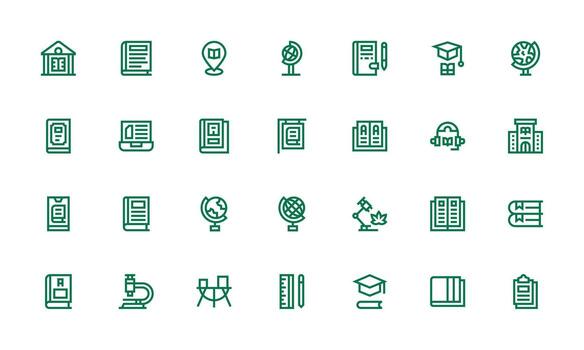 Bold Line Icons from Study Set with 28 Vectors Customizable Icon Series for Mobile Screens