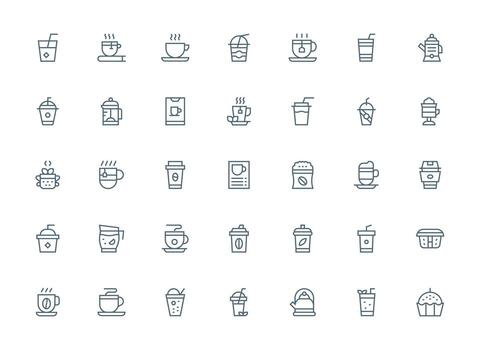 Regular Clean Line Icons from Hot Drink Set with 35 Vectors Interface Icons for Daily Use