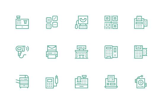 15 Regular Line Icons for Scanner Graphics Multi-Style Icons for Creative Projects vector