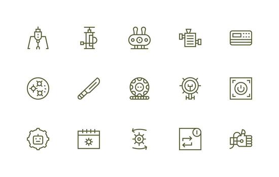 operación icono conjunto con 15 regular línea gráficos íconos construido para visual consistencia paquete vector