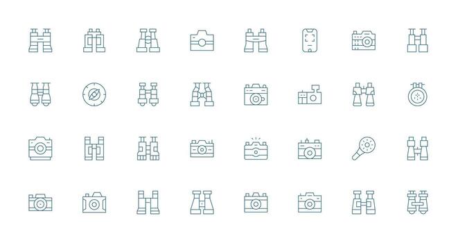 Viewfinder Visual Pack containing 32 Thin Line Icons Quick Access Icons for UI Development vector
