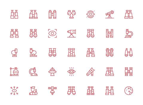 regular limpiar línea estilo observación íconos con 35 vectores de múltiples fines icono conjunto