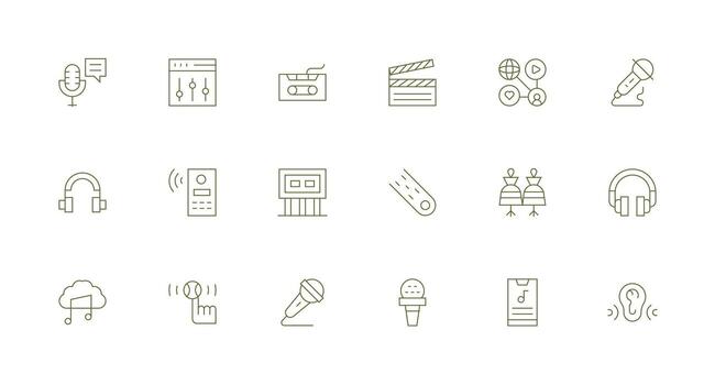 audio visual paquete conteniendo 18 mínimo línea íconos icono conjunto para aplicaciones vector