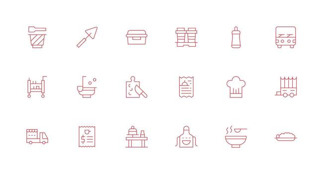 Foodservice Icon Collection with 18 Minimal Line Designs Minimal Icon Set for Interface Projects vector