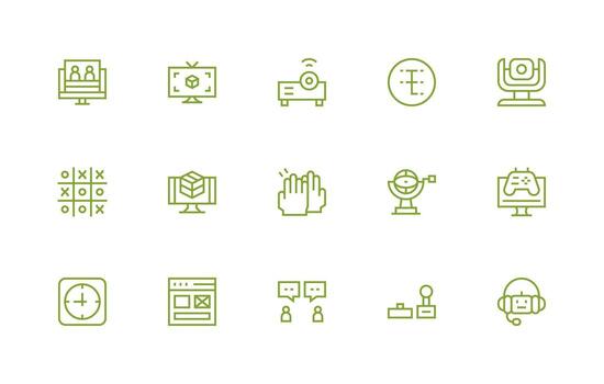 Interactive Design Icons featuring 15 in Regular Line Style Responsive Icon Set for Flexible Layouts vector