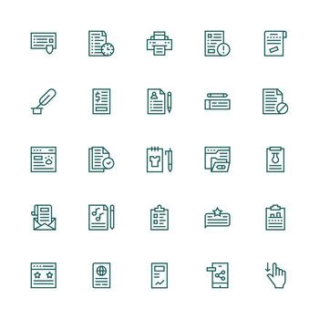 Medium Stroke Outline Icons from Document Set with 25 Vectors Modern Icon Set