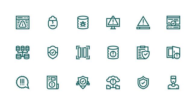 18 Icons for Data Integrity in Strong Stroke Line Format Compact Icon Pack vector