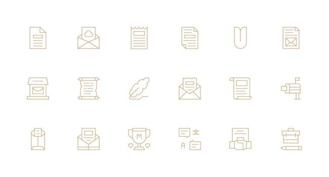 letra presentando 18 íconos en mínimo línea diseño equilibrado icono conjunto para funcional diseño vector