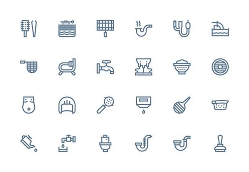 Thick Line Line Icons from Drain Set with 24 Vectors All Device Compatible Icon Set