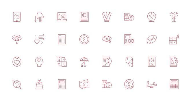 Thin Line Icons from Loss Set with 32 Vectors Simple Icons for Interface and Wireframes