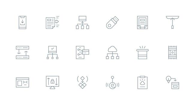 18 Minimal Line Vectors for Data Transfer Theme Multi-Style Icons for Creative Projects