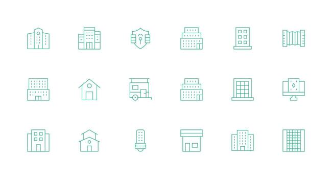 Minimal Line Icons from Windows Set with 18 Vectors Flexible Icon System for Web Interfaces