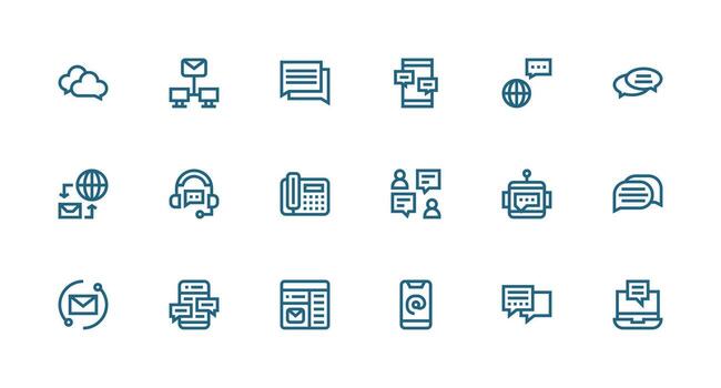 mensajería icono colección con 18 fuerte carrera línea diseños interfaz icono colección para diario proyectos vector