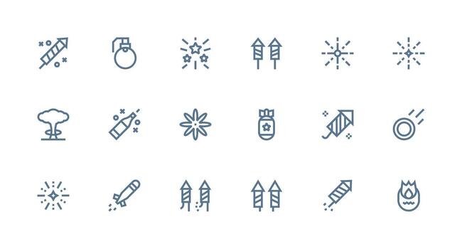Explosion featuring 18 Icons in Strong Stroke Line Design Clean Set for Layout Prototypes vector