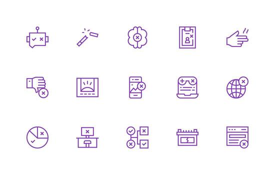 15 regular línea estilo íconos desde fallar colección equilibrado icono conjunto para funcional diseño vector