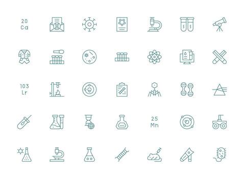 Light Line Style Scientific Icons with 35 Vectors Essential Icons for Rapid UI Building