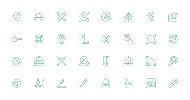 Delgado línea íconos desde preciso conjunto con 32 vectores estilo icono conjunto