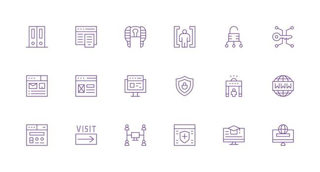 portal visual paquete conteniendo 18 mínimo línea íconos icono conjunto para proyectos vector