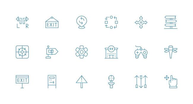 18 mínimo línea íconos para direccional gráficos optimizado icono paquete para digital productos vector