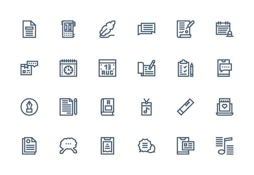 Note Icon Collection with 24 Thick Line Line Designs High-Resolution Icons for Any Platform vector