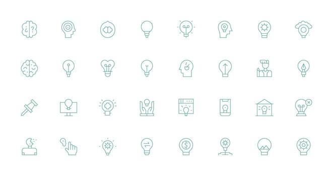 idea diseño íconos presentando 32 en Delgado línea estilo escalable íconos para multiplataforma interfaces vector