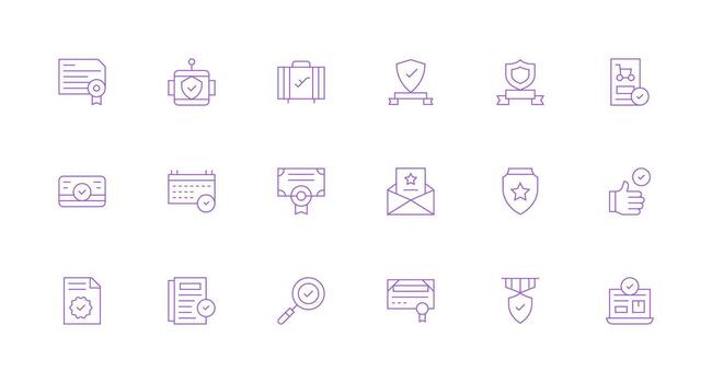 Validated featuring 18 Icons in Minimal Line Design Universal Icon Pack vector