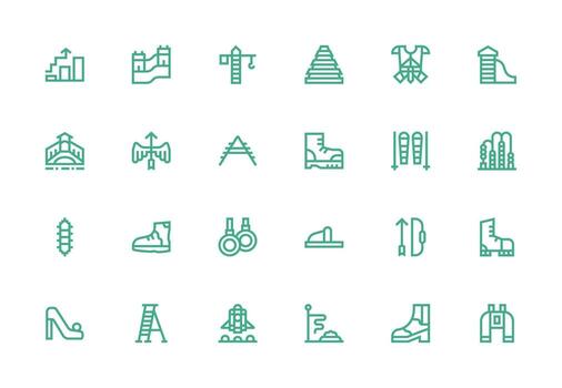Climbing Icon Set with 24 Thick Line Line Graphics Core Icon Collection for Daily Tasks vector