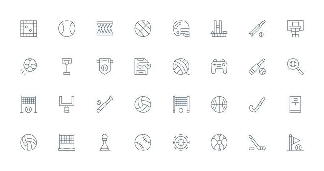 Gameplay including 32 Thin Line Illustrations Minimal Icon Set for Interface Projects vector