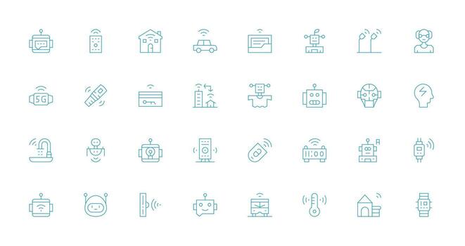 32 Thin Line Style Icons from Smart Collection Scalable Icons for All Themes vector