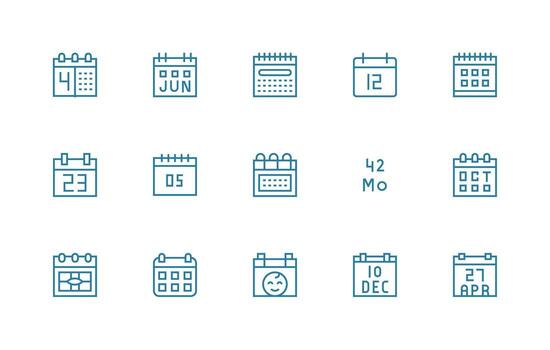 15 Month Icons in Regular Line Aesthetic Balanced Icon Set for Functional Design vector