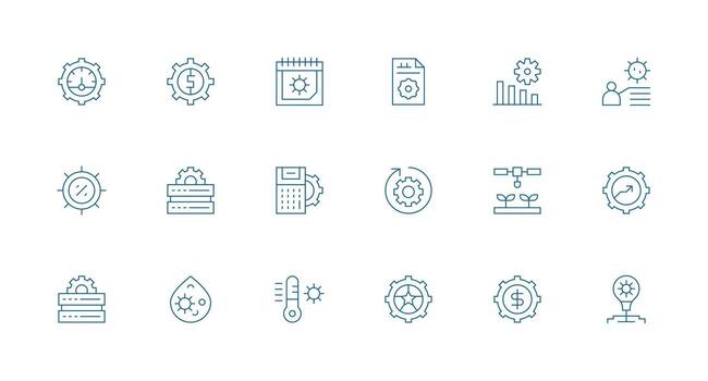 mejoramiento icono conjunto con 18 mínimo línea gráficos creativo icono conjunto vector