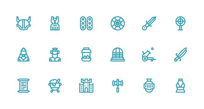 Strong Stroke Line Style Medieval Icons with 18 Vectors Dashboard Icon Series