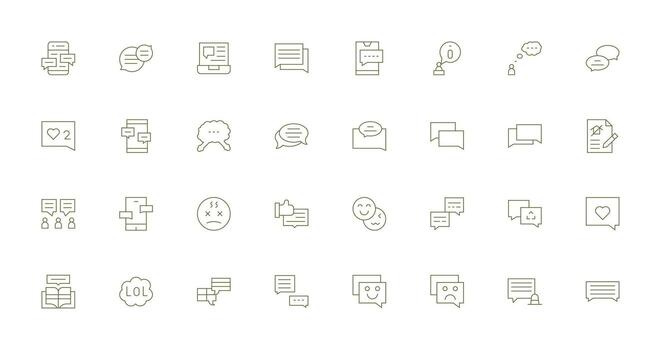 32 Icons for Comment in Thin Line Format Neutral Style Icons for Any Project vector