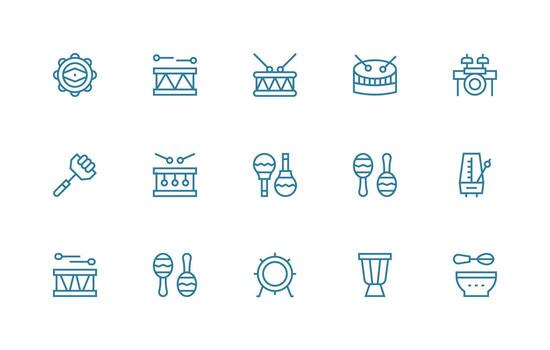 golpear conjunto con 15 regular línea íconos esencial icono conjunto para equipos vector