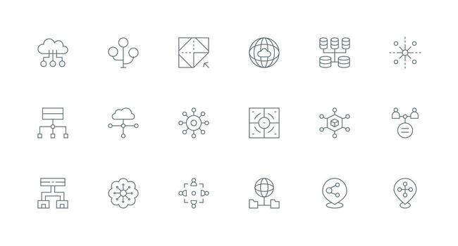 18 repartido íconos en mínimo línea estético todas dispositivo compatible icono conjunto vector
