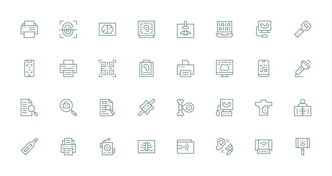 32 Thin Line Icons for Scan Graphics Professional Icon Set vector
