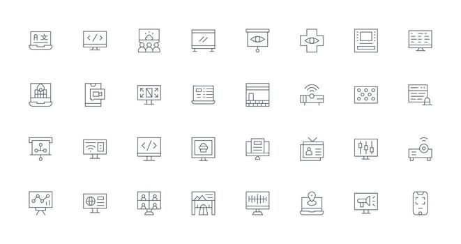 32 Thin Line Icons for Screen Graphics Multi-Style Icons for Creative Projects vector
