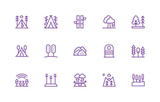 arboles incluso 15 regular línea ilustraciones esencial íconos para rápido ui edificio vector