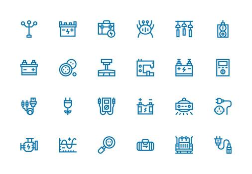 Electrical Design Icons featuring 24 in Thick Line Line Style UI and UX Focused Icon Collection vector