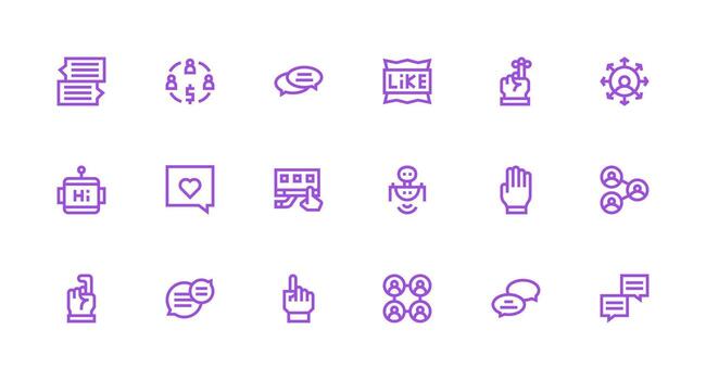 Interaction featuring 18 Icons in Strong Stroke Line Design Icons Built for Visual Consistency Pack vector